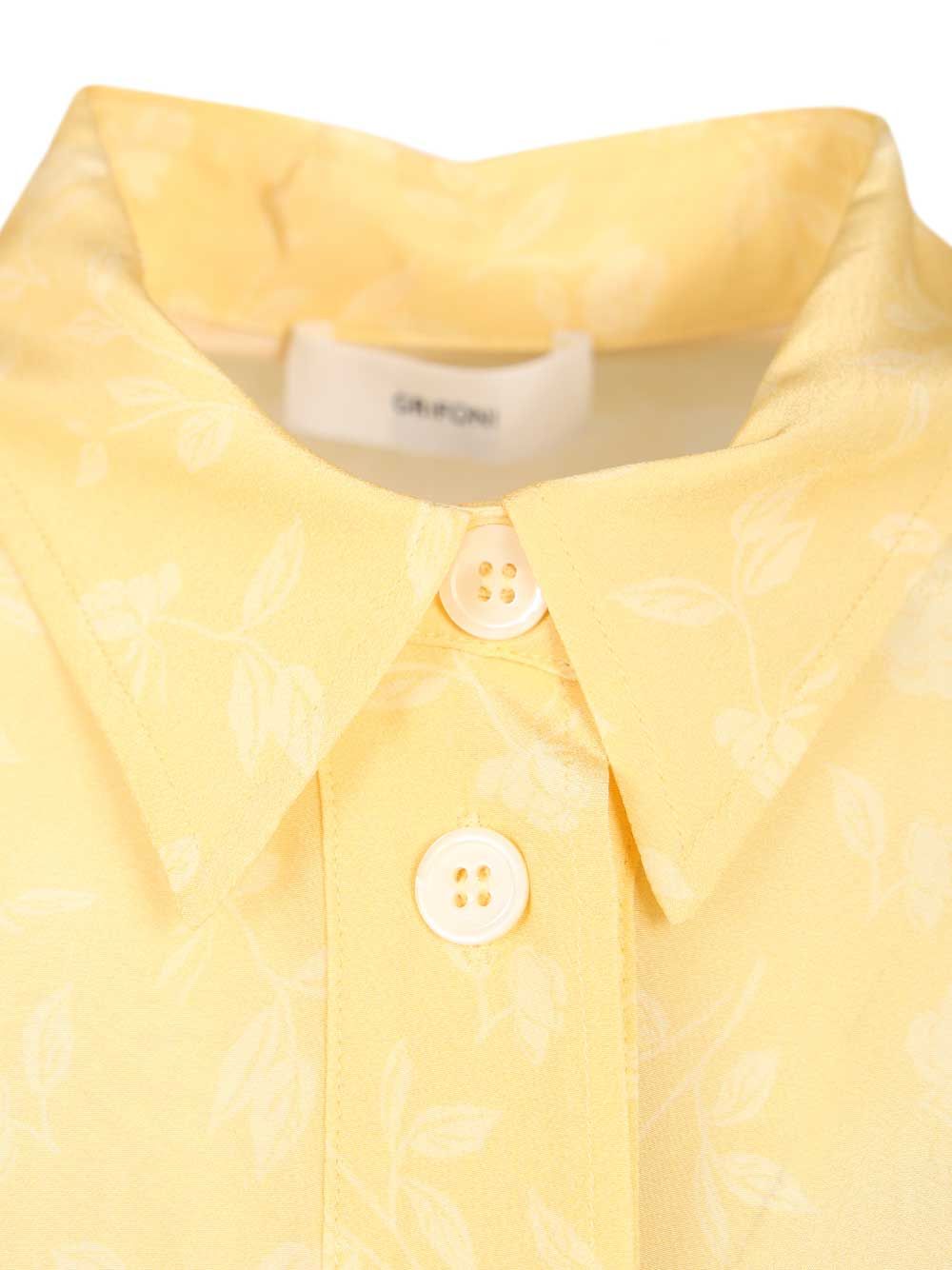 Grifoni Soft Floral-Print Blouse Shirts - Yellow | 92f1f27555686c99d362ec3326955c0db688a8b7