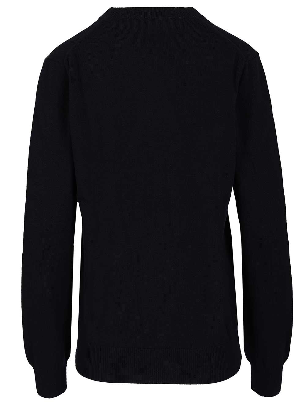 Comme Des Garcons Play Crew Neck Wool Sweater Knitwear - Blue | c429b53b9fc08a48f1426450ef9cf2b0b33b7ed1