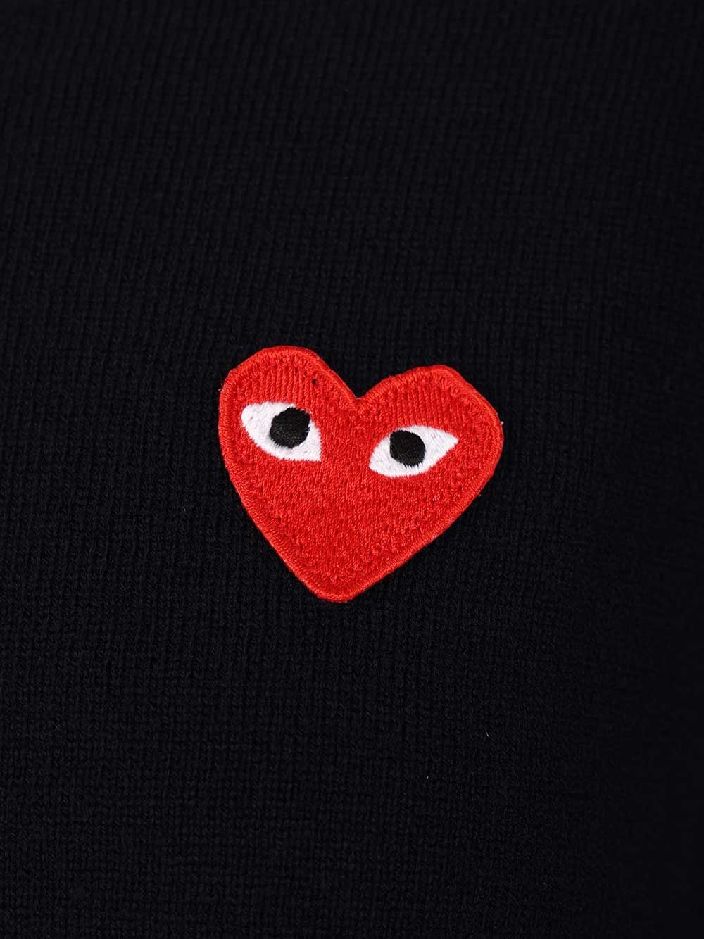 Comme Des Garcons Play Crew Neck Wool Sweater Knitwear - Blue | bb001ff96676291f235303678d68fdd6c5fe3662