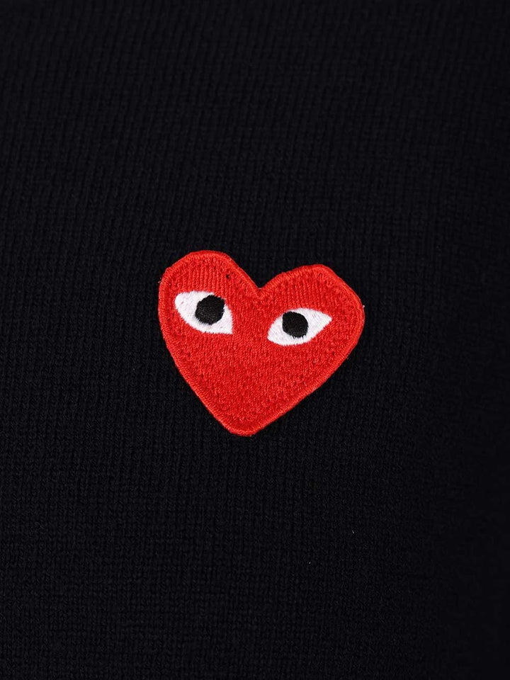 Comme Des Garcons Play Crew Neck Wool Sweater Knitwear - Blue | bb001ff96676291f235303678d68fdd6c5fe3662