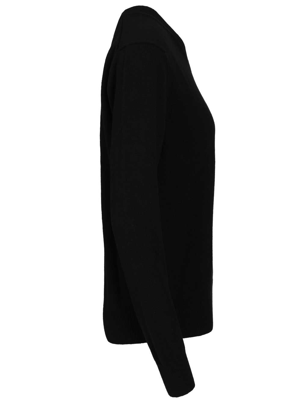 Comme Des Garcons Play Crew Neck Wool Sweater Knitwear - Black | c03e443559267e3a654d65fb83d695a58f32d4dc
