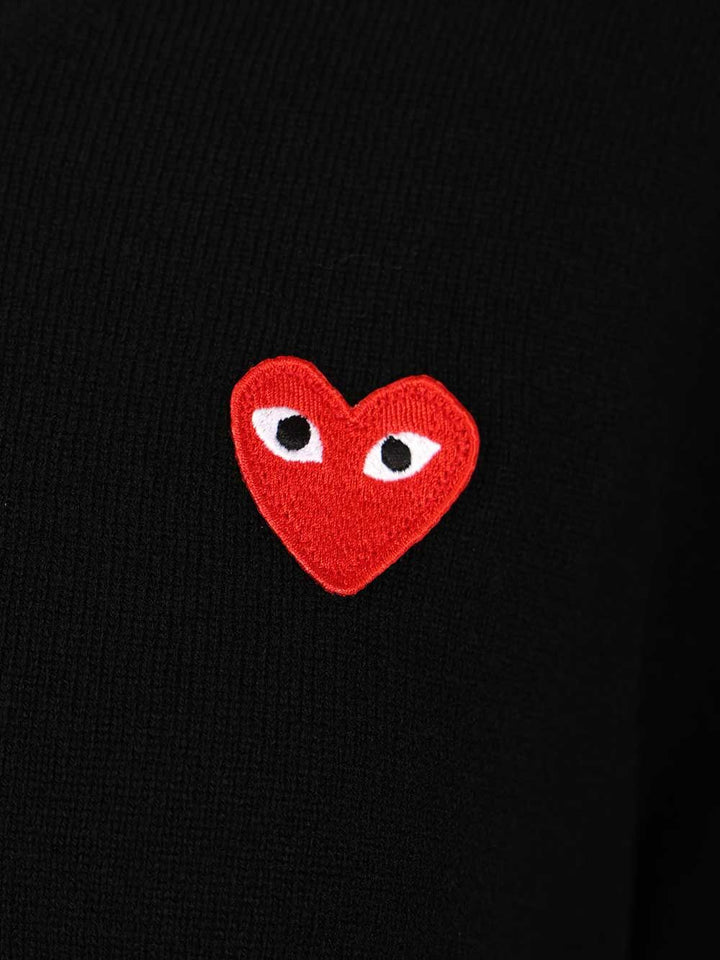 Comme Des Garcons Play Crew Neck Wool Sweater Knitwear - Black | 6f4b50c313149bf2344517f63947ad0f96af990b