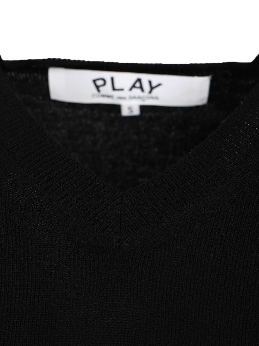 Comme Des Garcons Play Crew Neck Wool Sweater Knitwear - Black | bb6947d672492eb7700049035d094c026a87e3a2