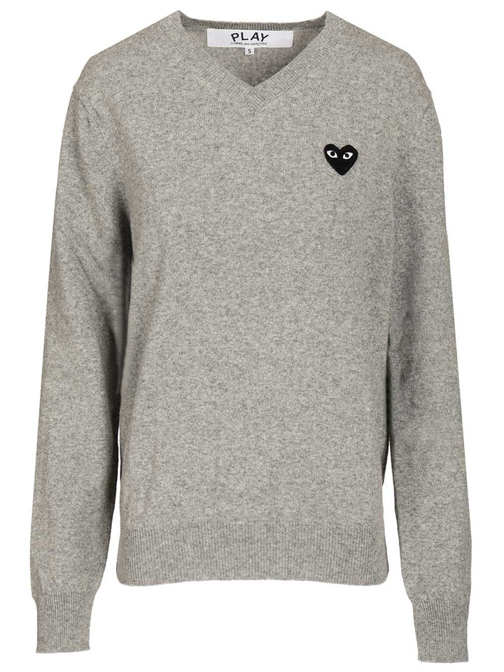 Comme Des Garcons Play Wool Sweater Knitwear - Grey | 69be76a4140429a0791b54ca928742535a8cd306