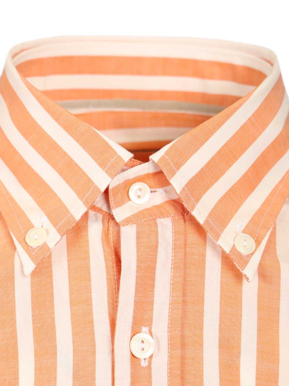 Al Duca D'Aosta Striped Cotton Shirt Shirts - Orange | 5c4c343fe2abb0e0100a030bac19cbf4afa759a3