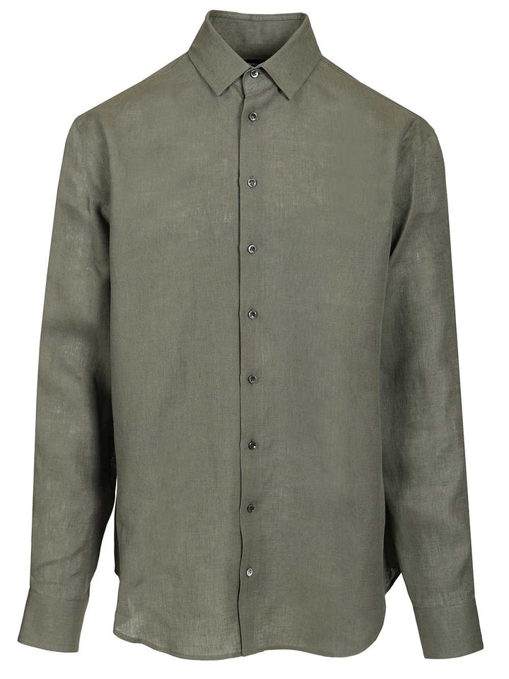 Giorgio Armani Classic Linen Shirt Shirts - Green | 3d969067e5c6d035a7838efdc5a660c1ae2fefec