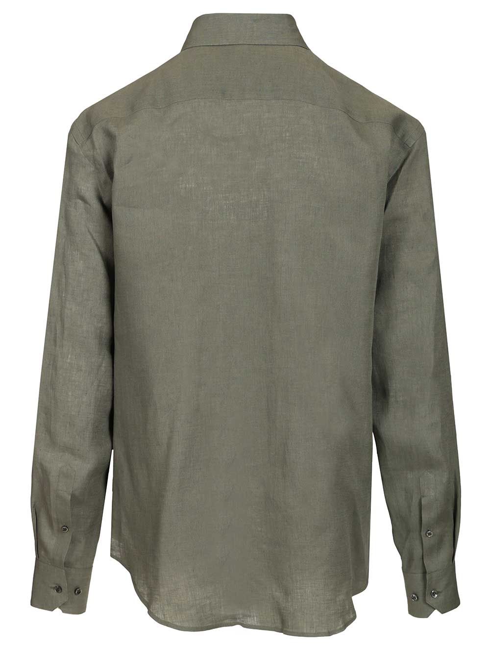 Giorgio Armani Classic Linen Shirt Shirts - Green | 77610055039aaacabec85e204b74c7be07812fd1