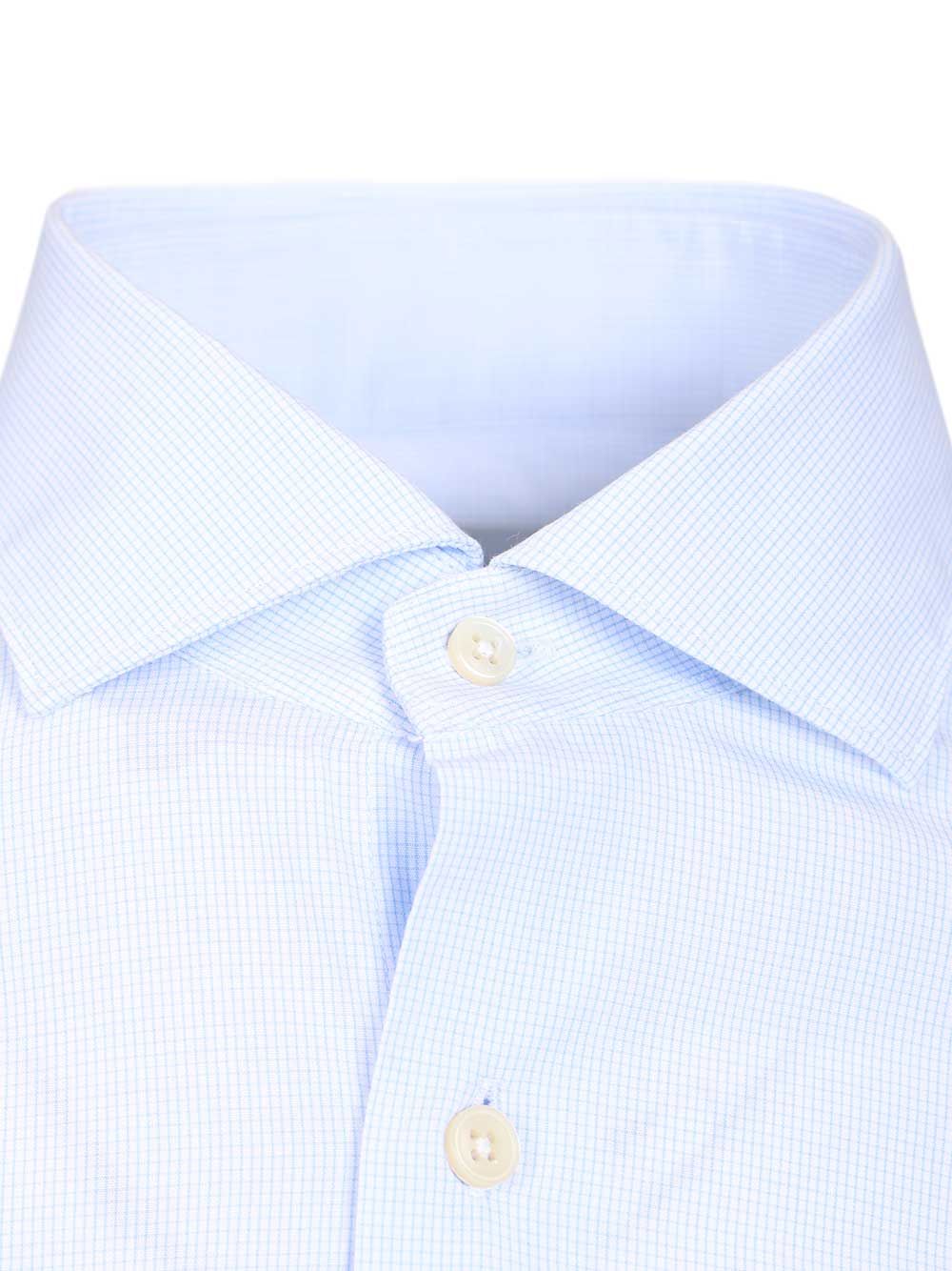 Al Duca D'Aosta Vichy Cotton Shirt Shirts - Light blue | e04e71cda4af5462c6b48f7955f84108aea72580