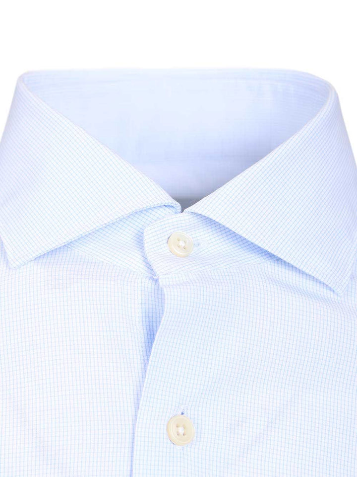 Al Duca D'Aosta Vichy Cotton Shirt Shirts - Light blue | e04e71cda4af5462c6b48f7955f84108aea72580