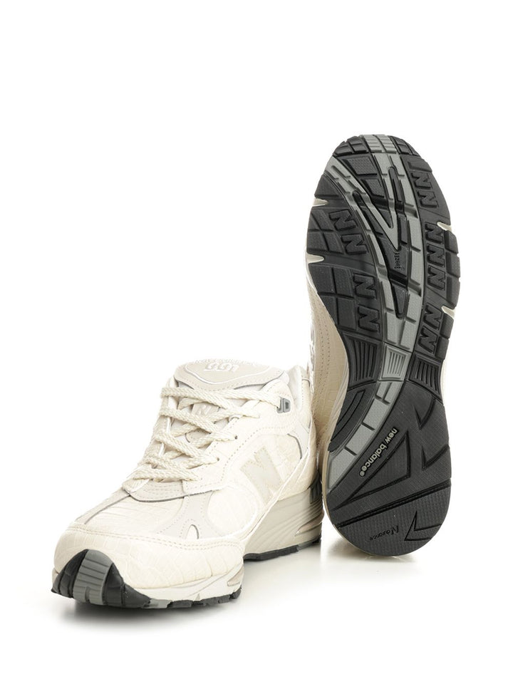 New Balance 991 Sneaker In Crocodile-Print Leather Sneakers - White | d4f499c29be0b5bec33ee2321e1aa390fd7e67ba