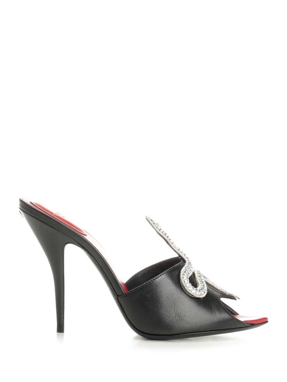 Valentino Garavani Vg Coeur Vipère Slide T.105 Sandals - Black | d02541e20ce234110d071074bcebe1371da409a2