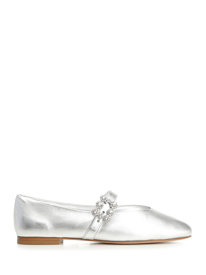 Roger Vivier Efflorescence Leather Strap Ballet Flats Scarpe basse - Silver | 88d18924891f030911960c8648b19808d2b986ed