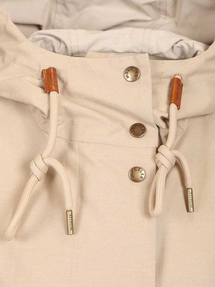 Moncler Brunnera Long Parka Coats - Beige | adcb20b6aaa198bc42f7367b682e521de20f67d3