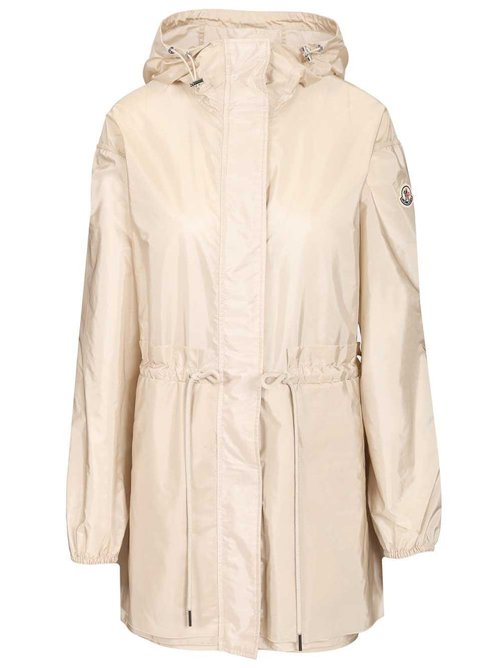 Moncler Weteau Waterproof Jacket With Hood And Ruffles Coats - White | f3bd21a1c0c4325ddc94b33294b329a933f32f73
