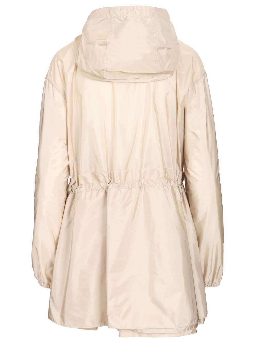 Moncler Weteau Waterproof Jacket With Hood And Ruffles Coats - White | aba7336b130c539e29921f404fce33658c6aba4d