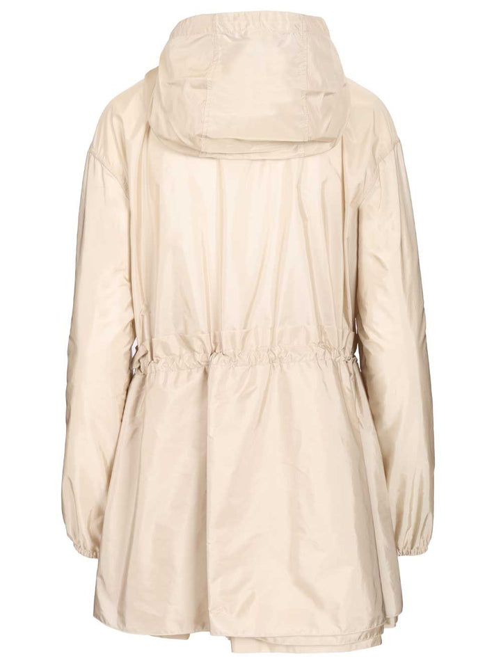 Moncler Weteau Waterproof Jacket With Hood And Ruffles Coats - White | aba7336b130c539e29921f404fce33658c6aba4d