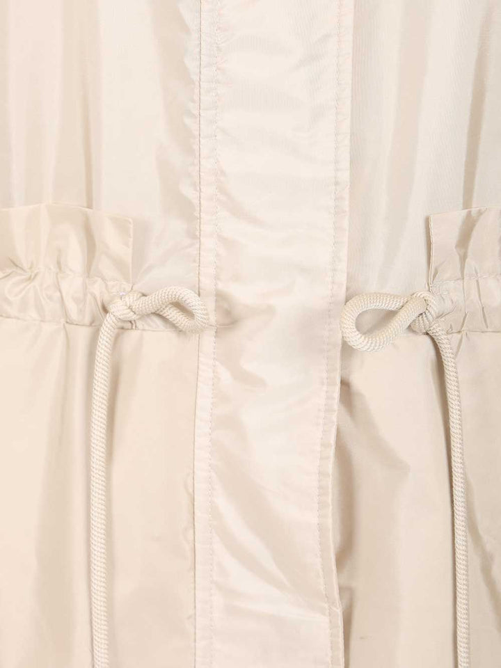 Moncler Weteau Waterproof Jacket With Hood And Ruffles Coats - White | 299cada977ff04ec805d40d48ea113836395b0ba