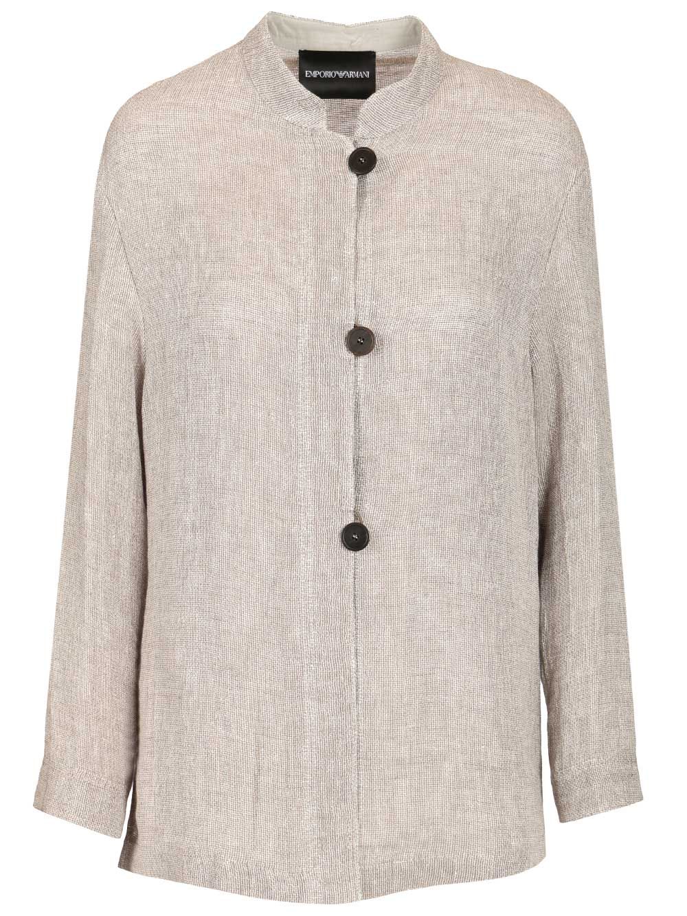 Emporio Armani Linen Gauze Shirt Jacket Jackets - Grey | 50e4f83a2cc1ee83969c5351a2b2d5017afd9c2d