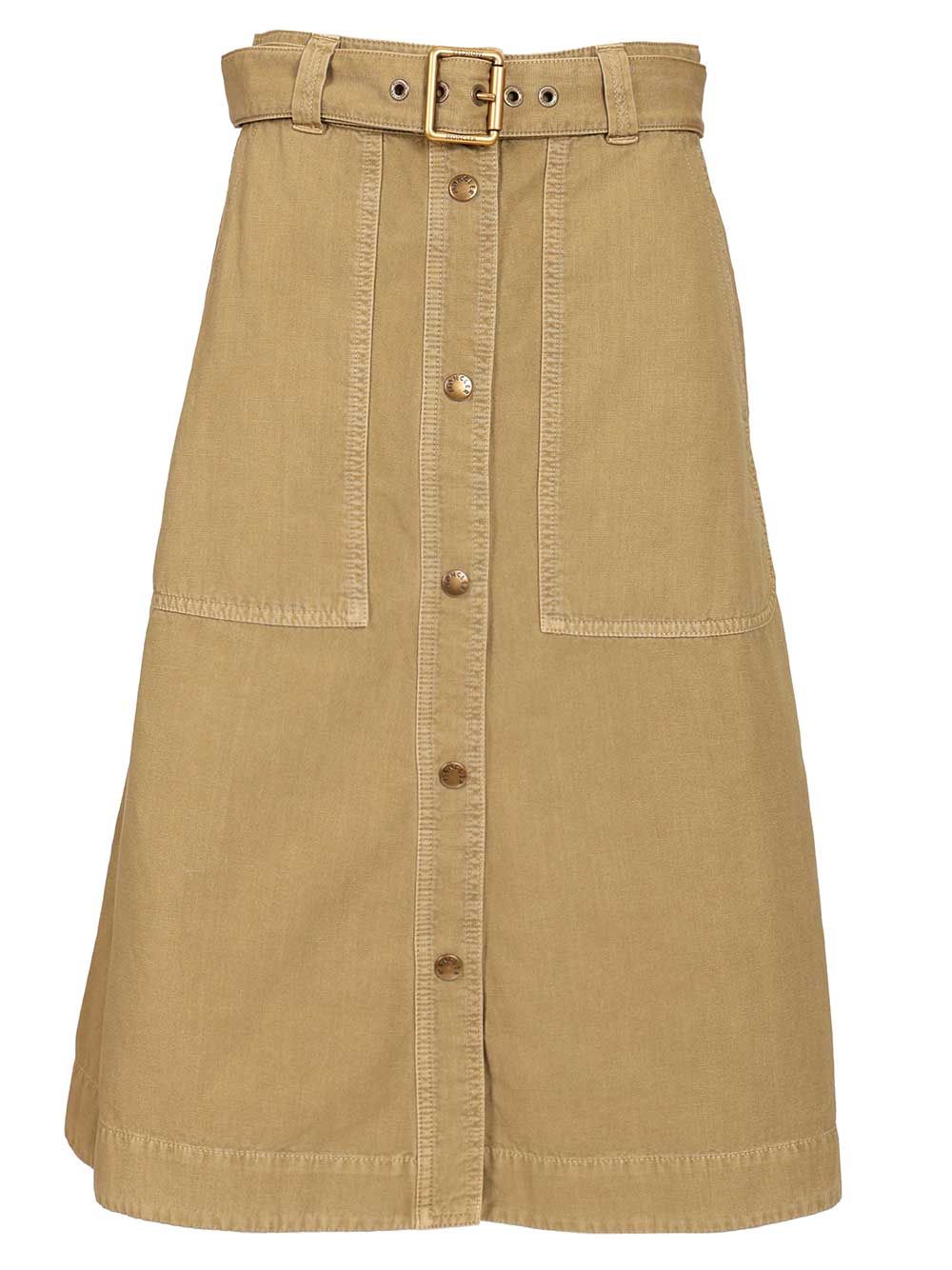 Moncler Cotton Midi Skirt With Belt Skirts - Beige | 1b003409b88b0d68a818f5a3d0f137e9e9f85a67