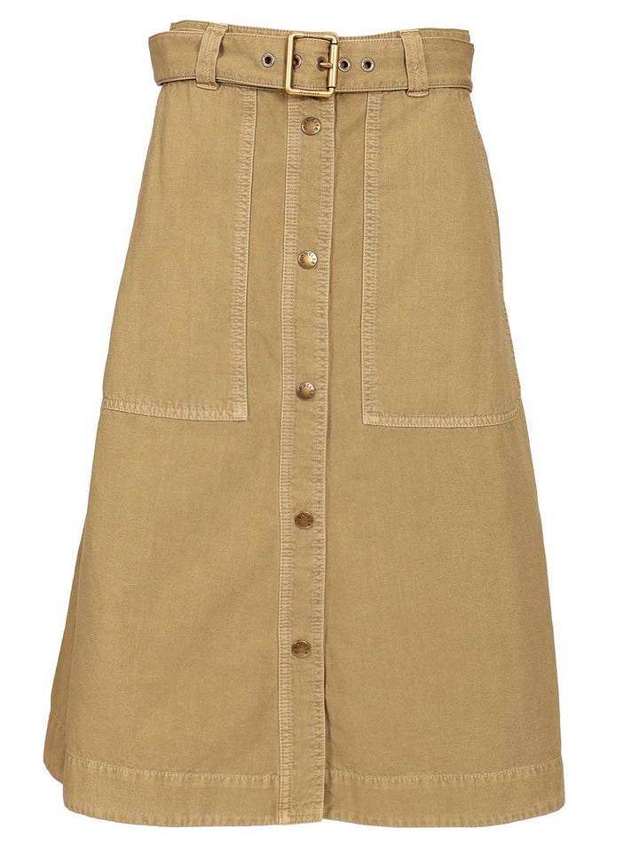 Moncler Cotton Midi Skirt With Belt Skirts - Beige | 1b003409b88b0d68a818f5a3d0f137e9e9f85a67