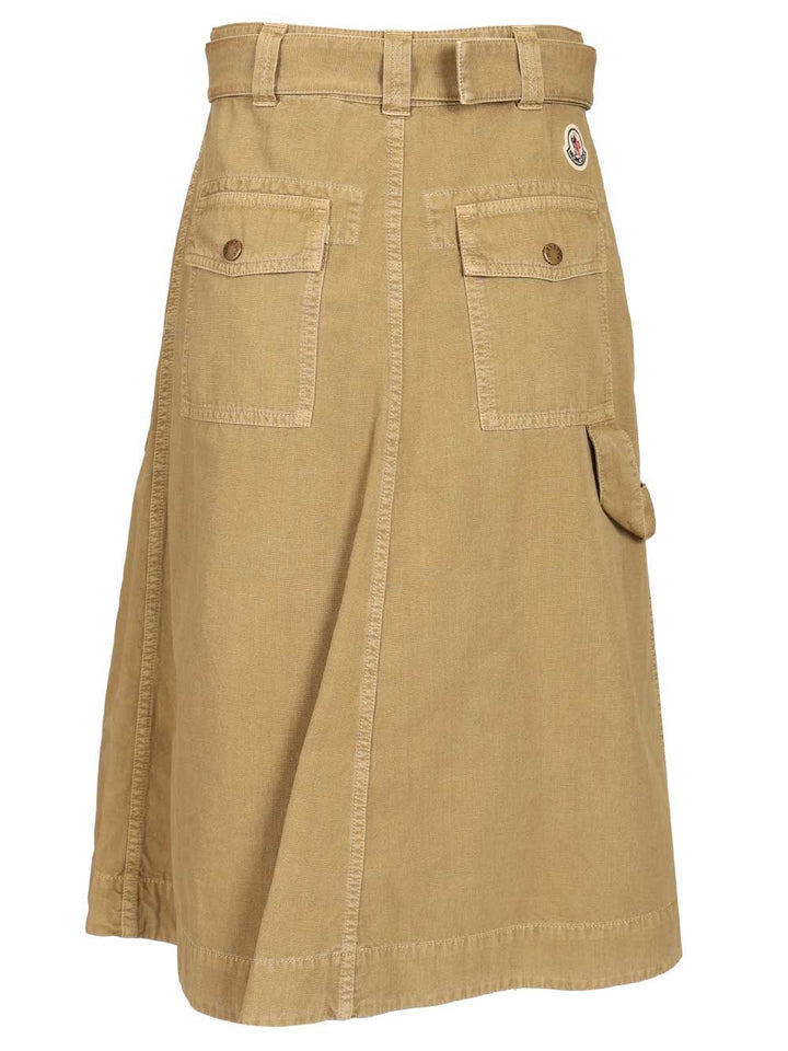 Moncler Cotton Midi Skirt With Belt Skirts - Beige | 3ded12c346e94c9f747da89a62d8b0adc5f1e702