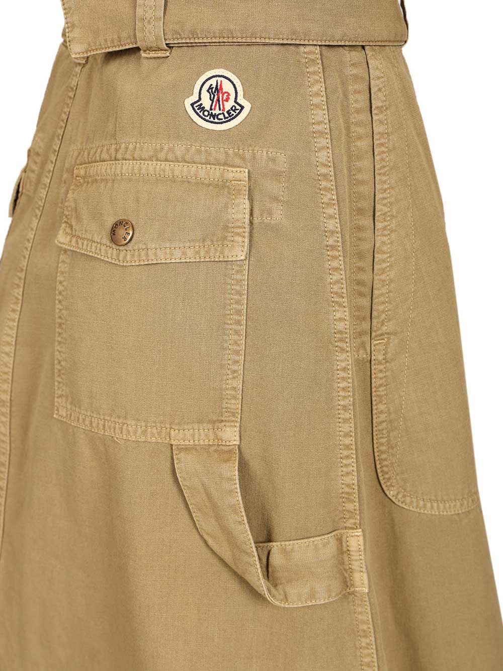 Moncler Cotton Midi Skirt With Belt Skirts - Beige | ec5c0ee81f989b30503fd89cfb77c6452153e1a4