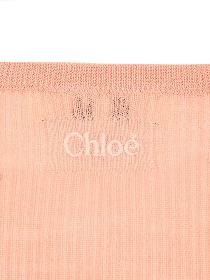 Chloe' Wool Rib Knitted & Guipure Sweater Knitwear - Rose | 560522349b56b74dd3ea4ac76f2c411f7294b3d5