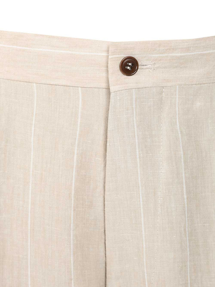 Giorgio Armani Double Pleated Linen Trousers - Beige | 9cd3a18ee2368efd0d9a05117a5a4b62ea1b3b8f