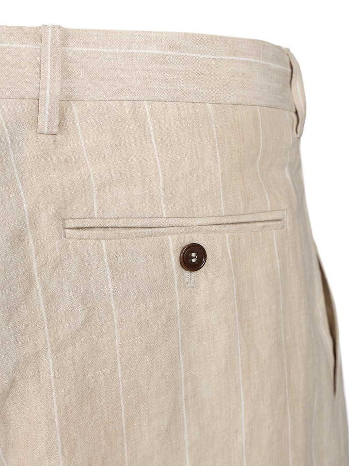Giorgio Armani Double Pleated Linen Trousers - Beige | 09265b4e31a768be6d204ef59182c88568c39f67