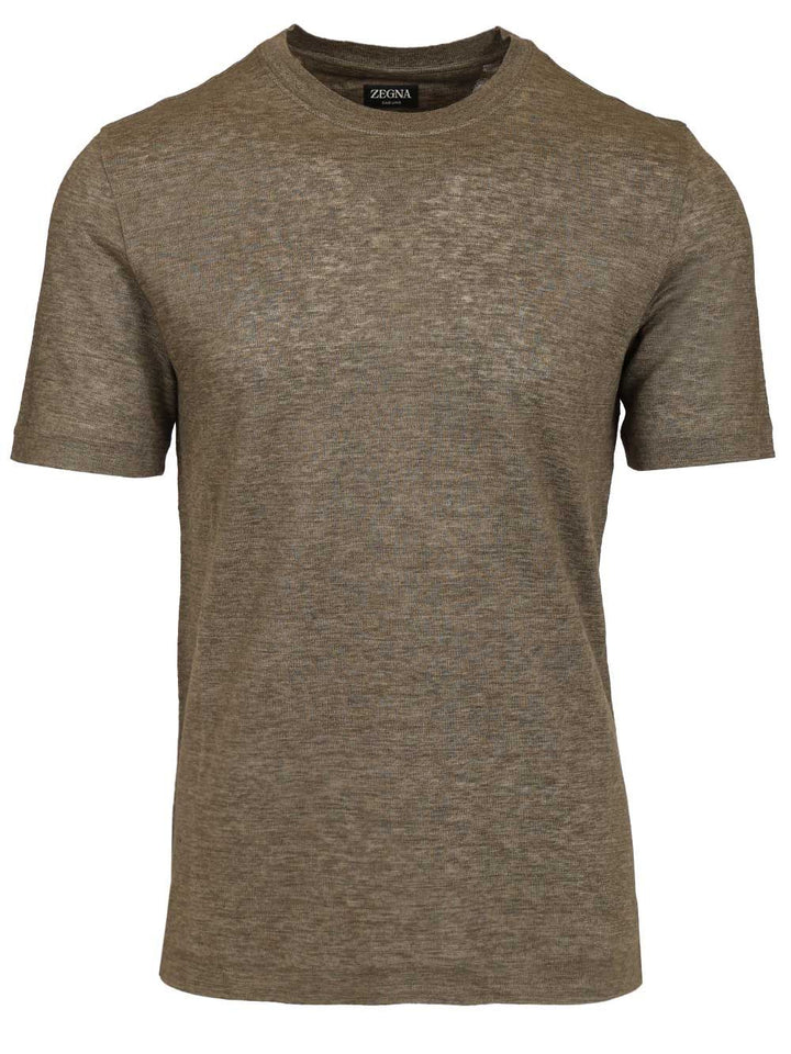 Ermenegildo Zegna Linen . T-Shirt - Green | 9e69193c9331491d9bd2f7e14d3533c64422d3d5