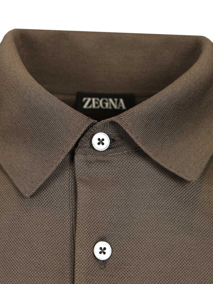 Ermenegildo Zegna Short-Sleeved Cotton Polo shirt - Brown | 80794f95c65ef83bfcf7cdaac03ce4b78f5300e1