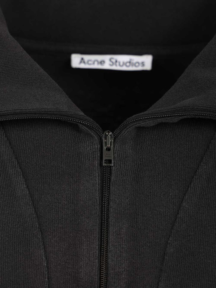 Acne Studios Half-Zip Sweatshirt With Logo Sweatshirts - Black | 9e3db437fe8d25d986752d3b1f85d22db5558e38