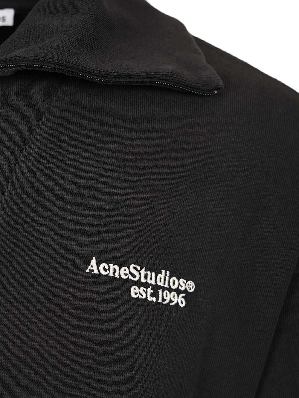 Acne Studios Half-Zip Sweatshirt With Logo Sweatshirts - Black | a9e48ce66276c04a960f4edb22bff1c6e5c29e9b