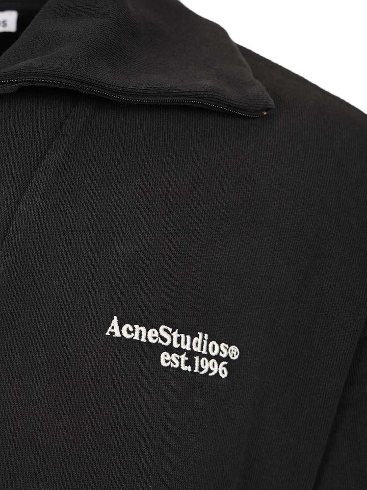Acne Studios Half-Zip Sweatshirt With Logo Sweatshirts - Black | a9e48ce66276c04a960f4edb22bff1c6e5c29e9b