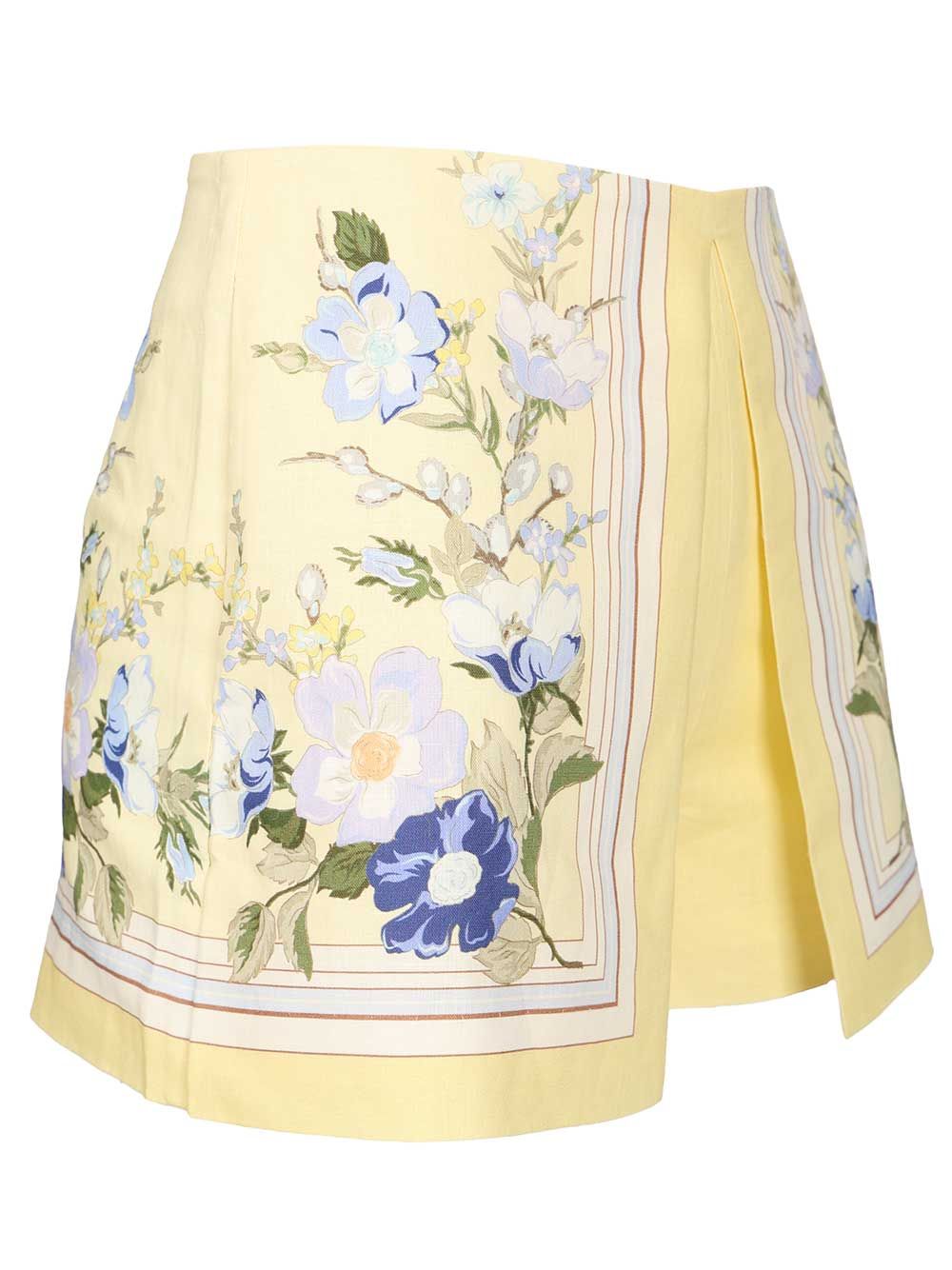 Self-Portrait Yellow Linen Shorts Trousers - Yellow | 3589704017f01f075bd01ea6a12a4c1eb86ded00