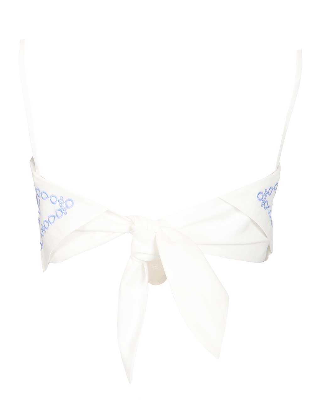 Self-Portrait Linen And Cotton Top With Embroidery Tops - White | 0a0ddecc3318cebbdc95a0d95d6ff93b913963fc