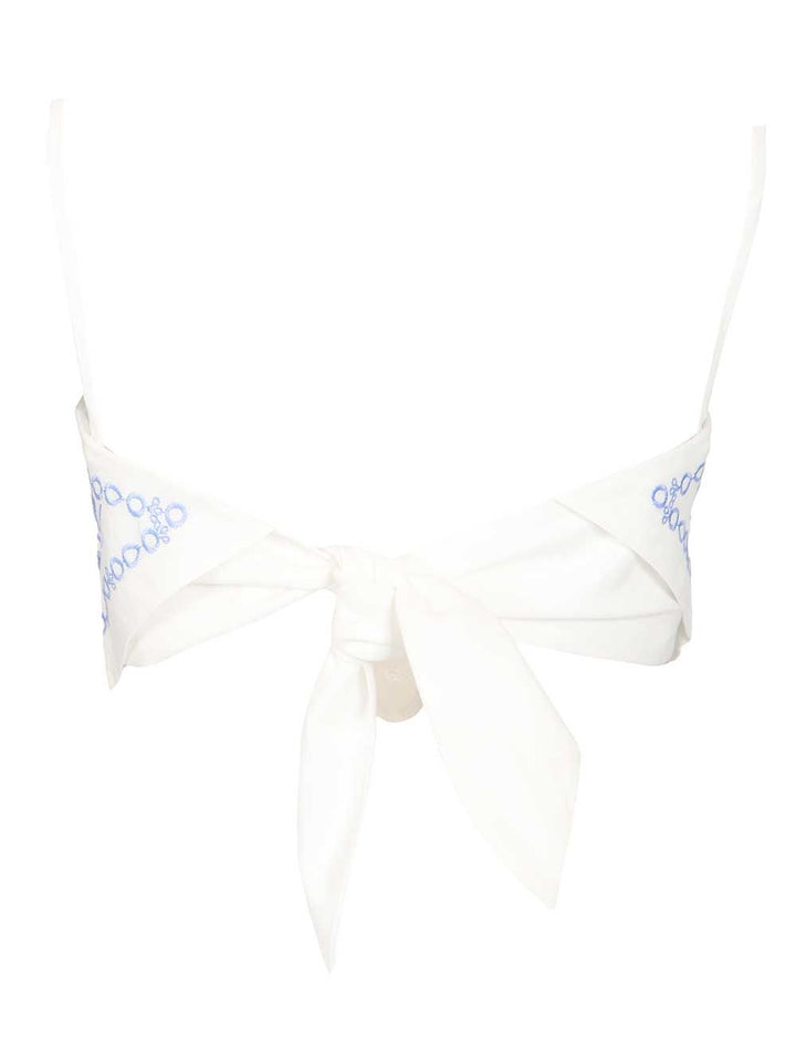Self-Portrait Linen And Cotton Top With Embroidery Tops - White | 0a0ddecc3318cebbdc95a0d95d6ff93b913963fc