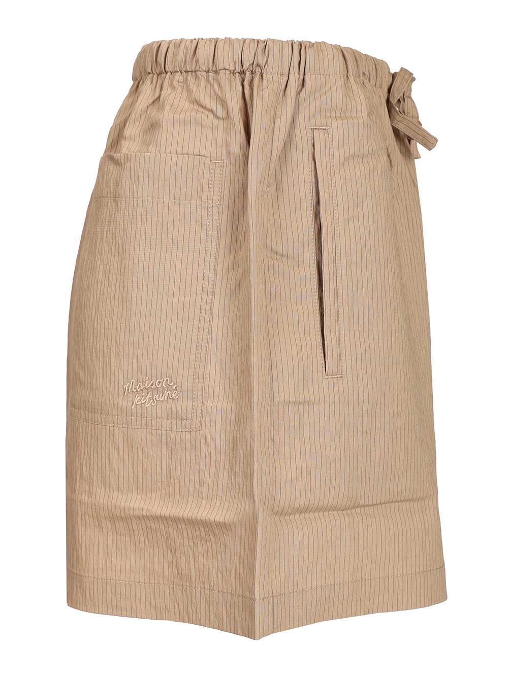 Maison KitsunÉ Elasticated Striped Shorts Trousers - Beige | c02277f6706932260ba88f0246d72502ad21629a