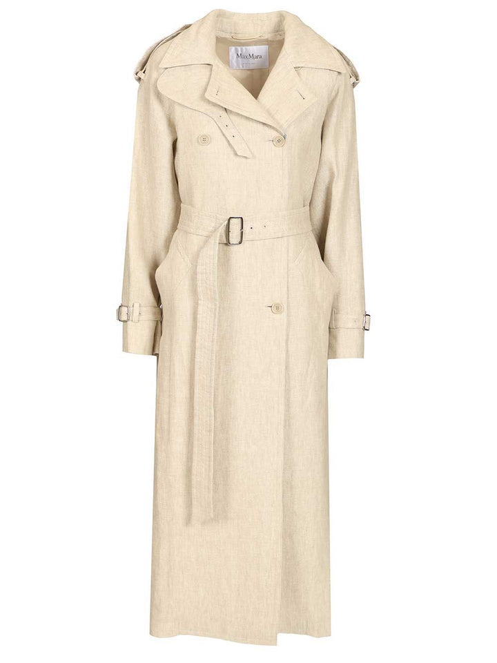 Max Mara Trench Double Breasted Coat Coats - White | 89e4cb7056b7234a7f9a06878f667fd266840c70