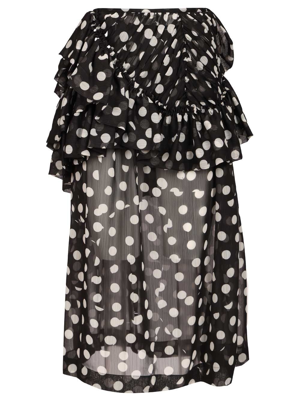 Dries Van Noten Shelby Polka Dot Ruffle Tiered Midi Skirt Skirts - Black | 1f836366234fe4b1008d97fdc7bb42e2ea3bcf9f