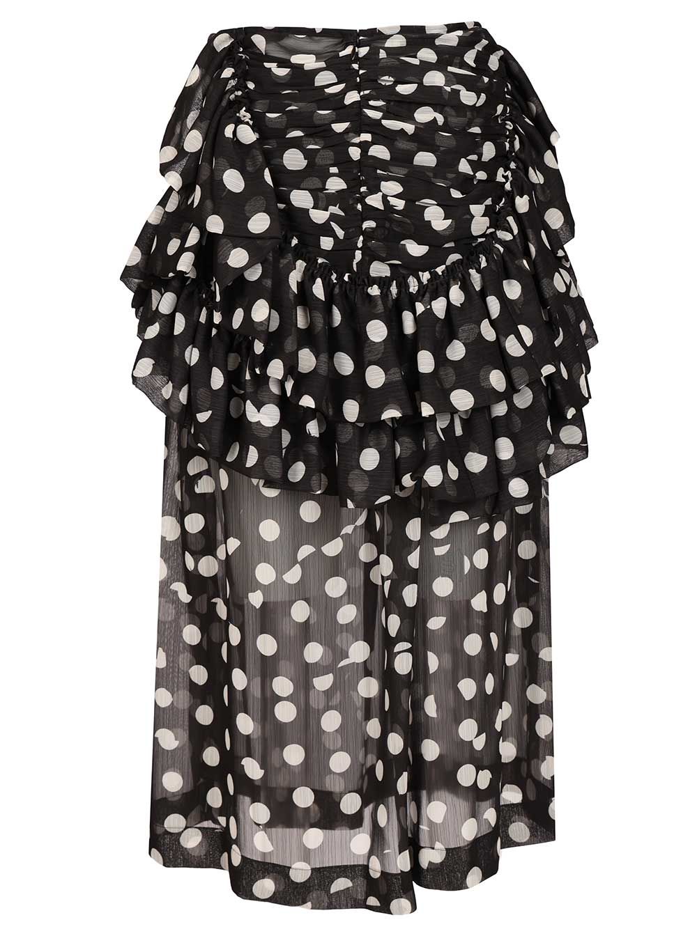 Dries Van Noten Shelby Polka Dot Ruffle Tiered Midi Skirt Skirts - Black | 1f86b234948a537a35ba783e0a14893b49400c34