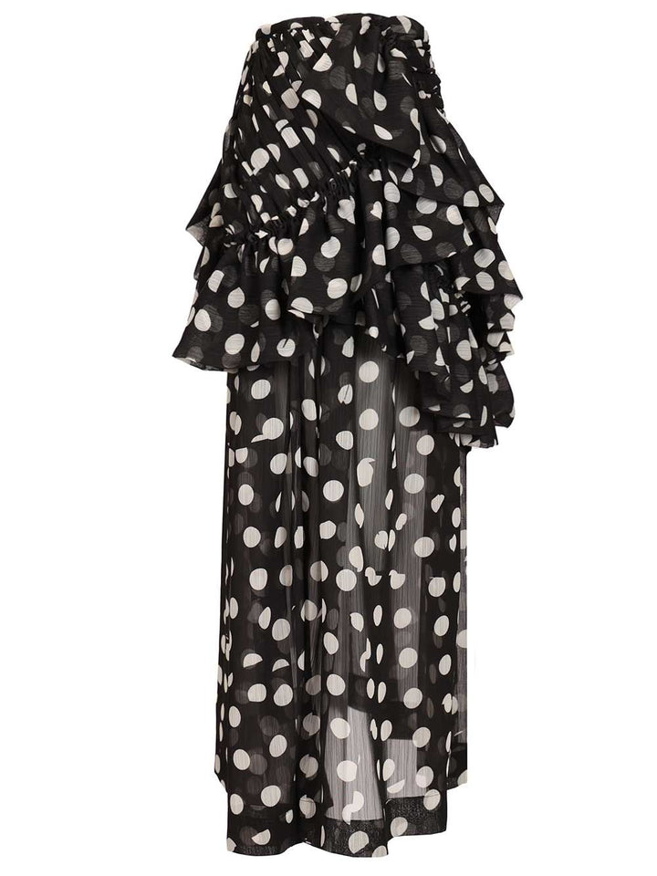 Dries Van Noten Shelby Polka Dot Ruffle Tiered Midi Skirt Skirts - Black | 5d66b0b25b02ec28539227264367119b38364efb