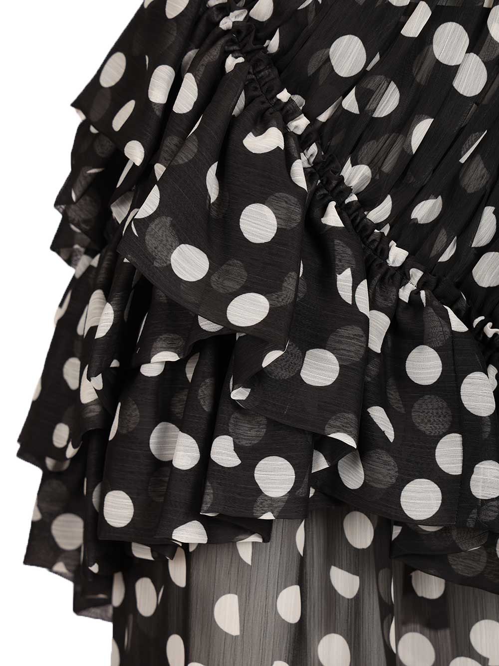 Dries Van Noten Shelby Polka Dot Ruffle Tiered Midi Skirt Skirts - Black | 0a81f68354ee5a791a3473f8e2b78a14681ab58c