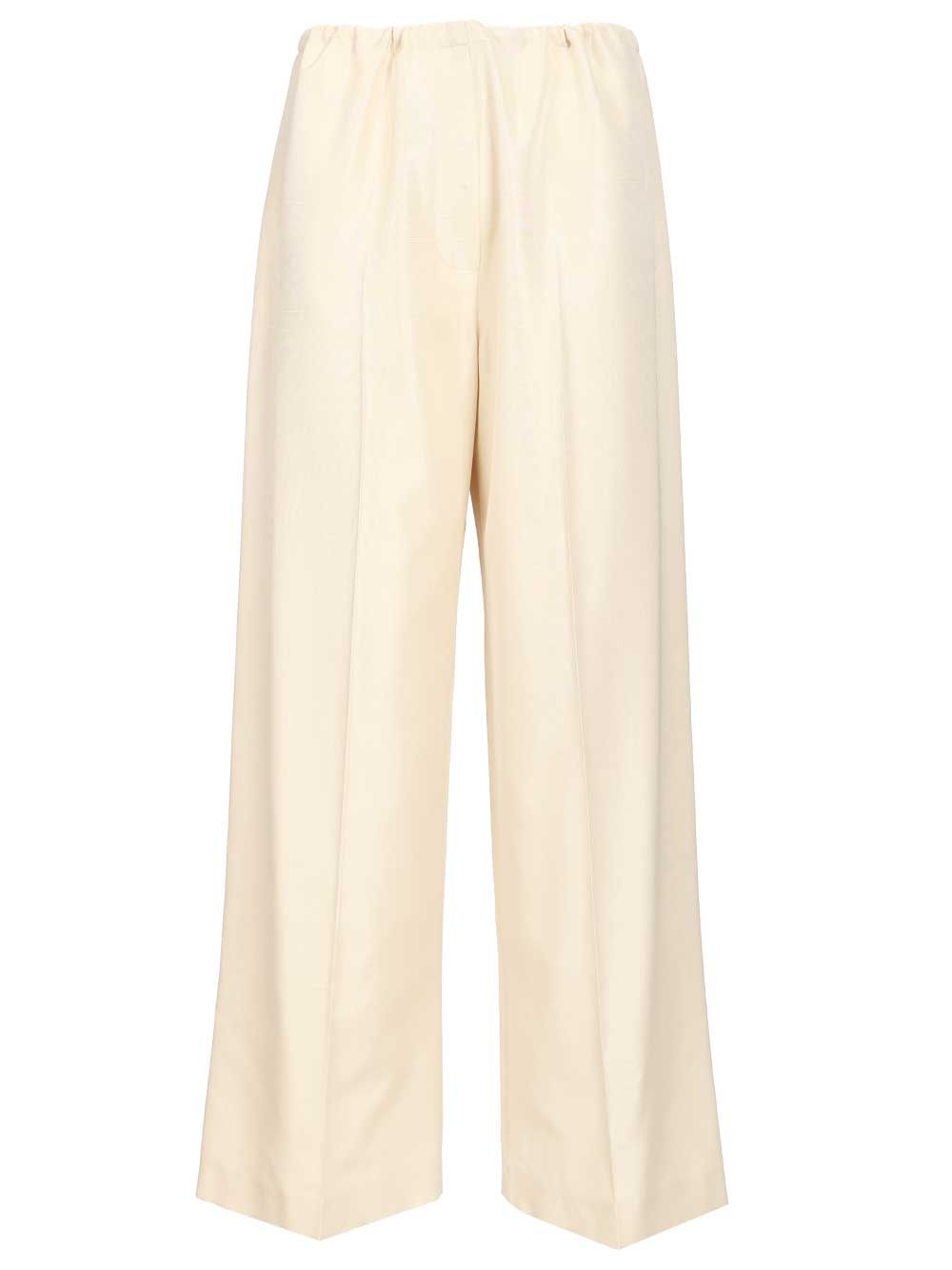 The Row Silk Beta Pants Trousers - White | 69d114d002945ed0b0363cce6a48942c366a1037