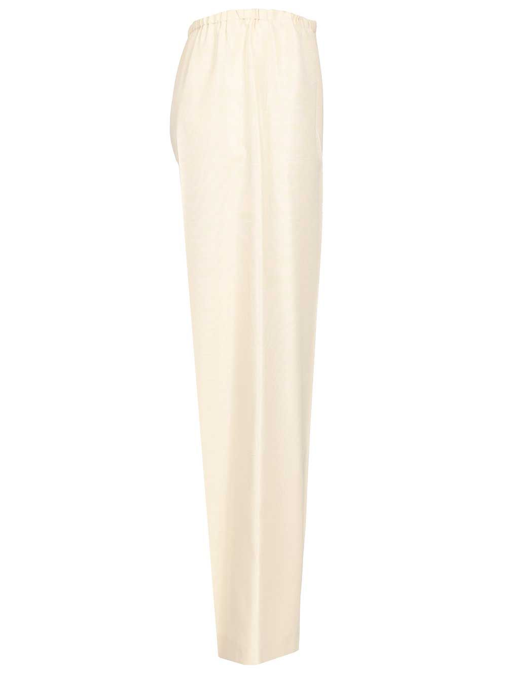 The Row Silk Beta Pants Trousers - White | ed610b28f70ff8e17146d0936e9bc5b0f129a51d