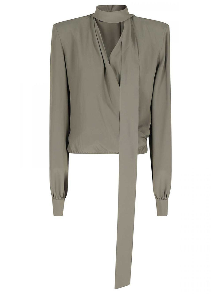 Federica Tosi Crop Blouse With Scarf Tops - Green | a5773379a332f0c32dfbcba789b33414279318f3