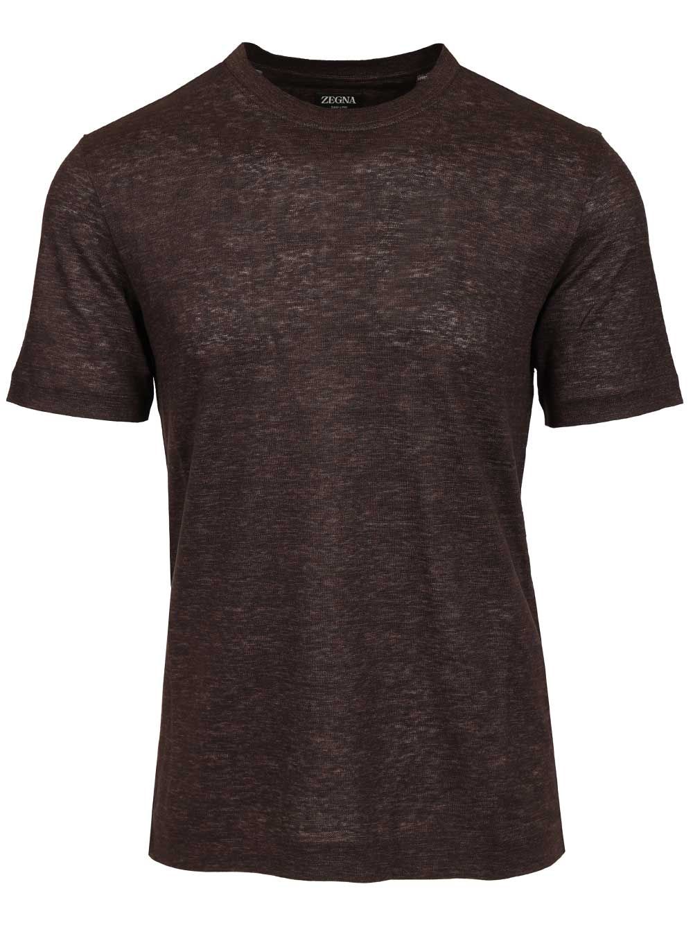 Ermenegildo Zegna Linen . T-Shirt - Brown | ec3f69cee99add820c4449d930d7a3189cea7f97