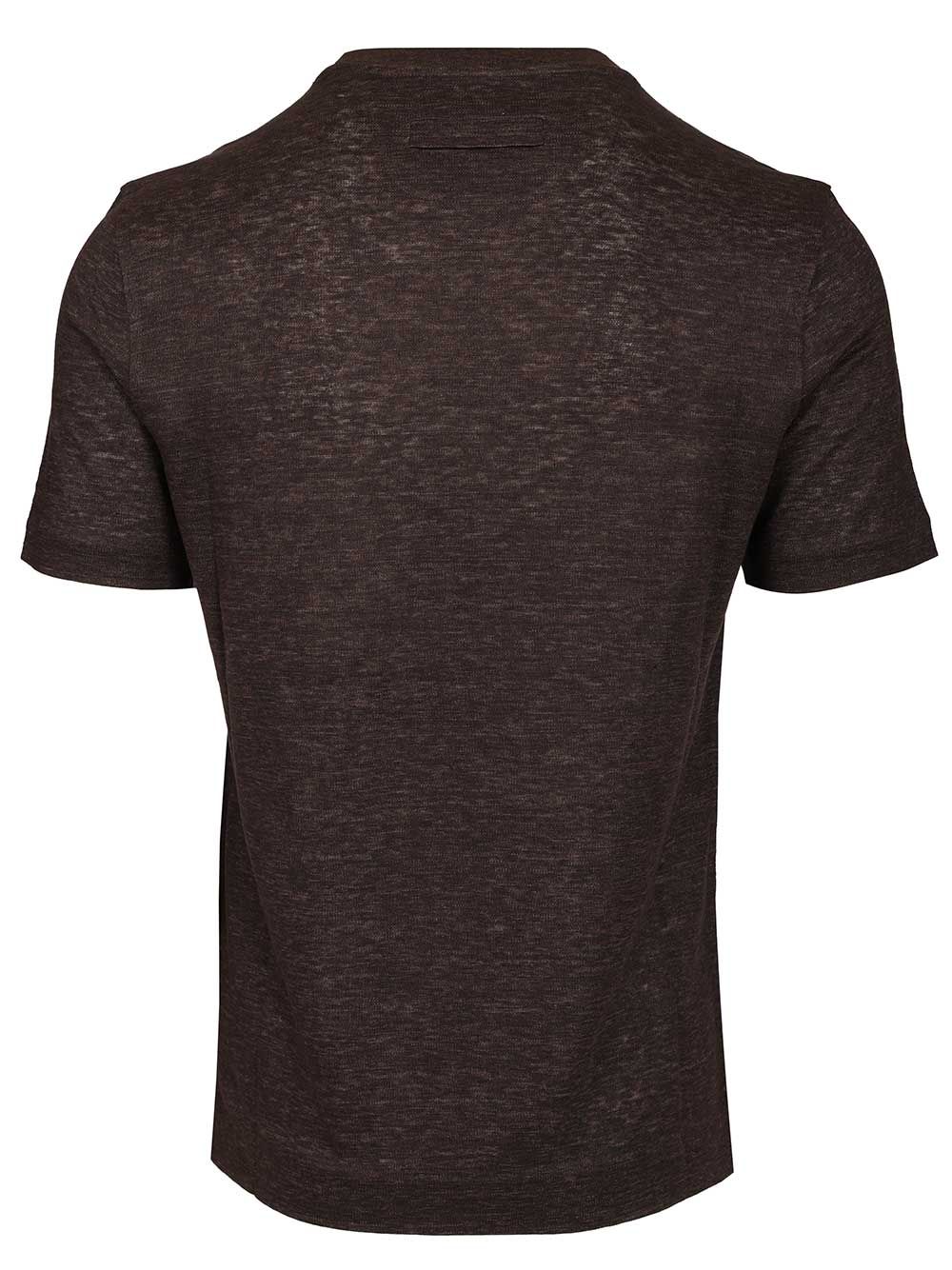 Ermenegildo Zegna Linen . T-Shirt - Brown | e607459e308755ed09c13c3b7d3734489fd7c477