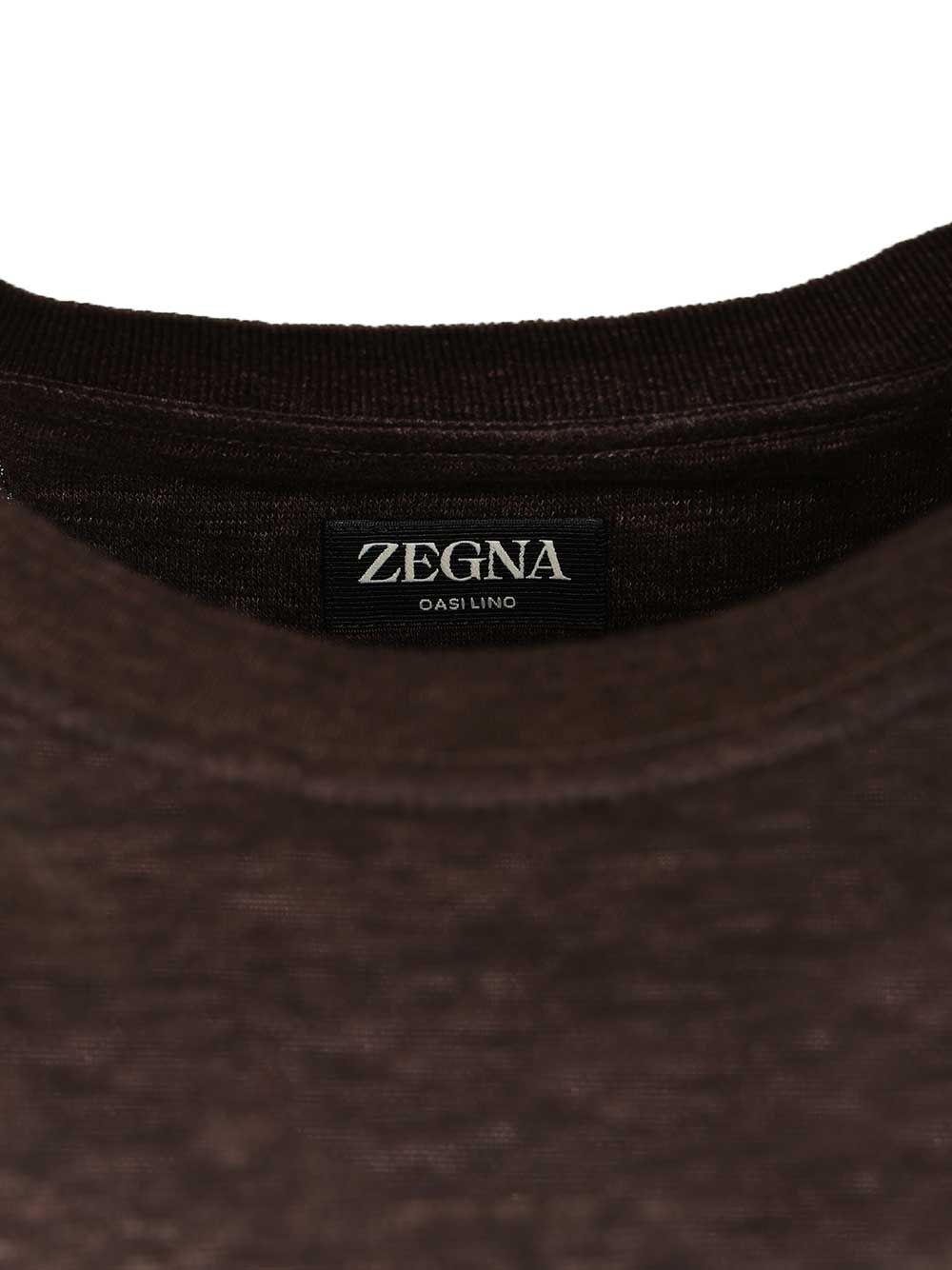 Ermenegildo Zegna Linen . T-Shirt - Brown | ccde3a166789d24885a0671d9a02b940e3bd8141