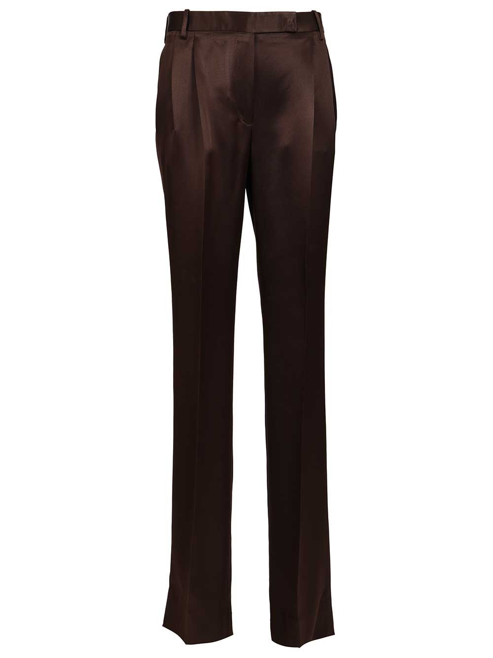 Tom Ford Tailored Silk Trousers - Brown | 04483010d25cb036f4a520400d104a5de6f60900